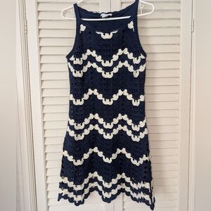 House of Harlow 1960 Navy and Cream Crochet Dress